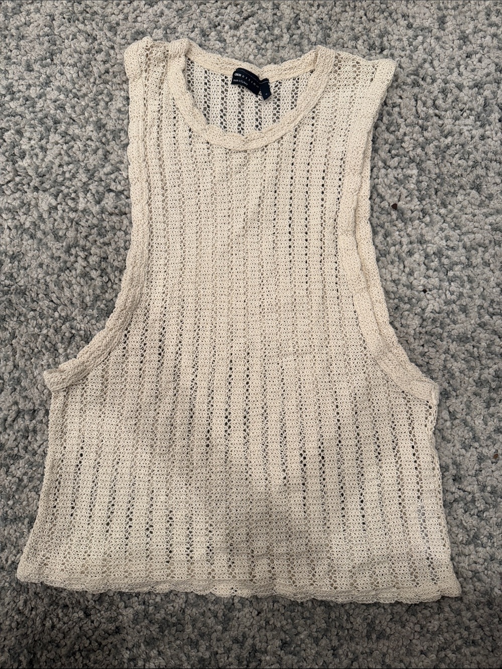 ASOS Cream Open-Knit Sleeveless Tank